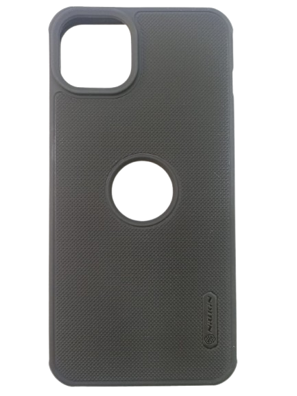 IPHONE 15 PLUS FROSTED BLACK COVER WITH LOGO CUT